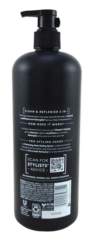 TRESemmé 3-in-1 Clean + Replenish Shampoo, Conditioner & Body Wash 28oz – Daily Hair & Body Care
