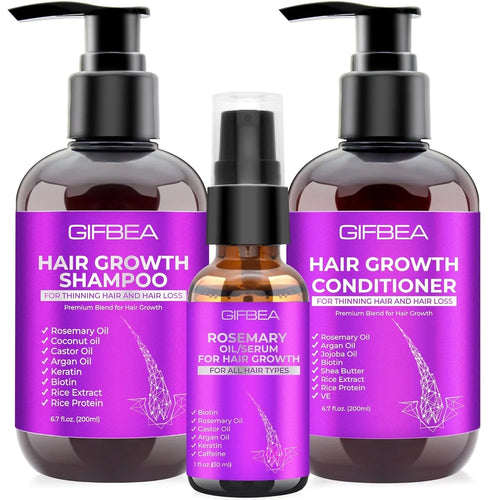 Hair Growth Shampoo & Conditioner Set with Rosemary, Biotin, Argan Oil & Castor Oil – Strengthening Hair Care Duo